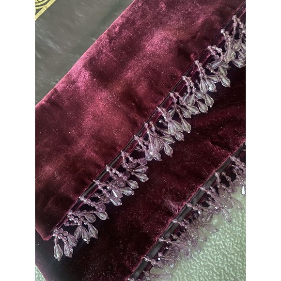 Target Global Home Marrakesh Throw 50x60 Burgundy Velvet Beaded Fringe 2005 NEW - Picture 3 of 7
